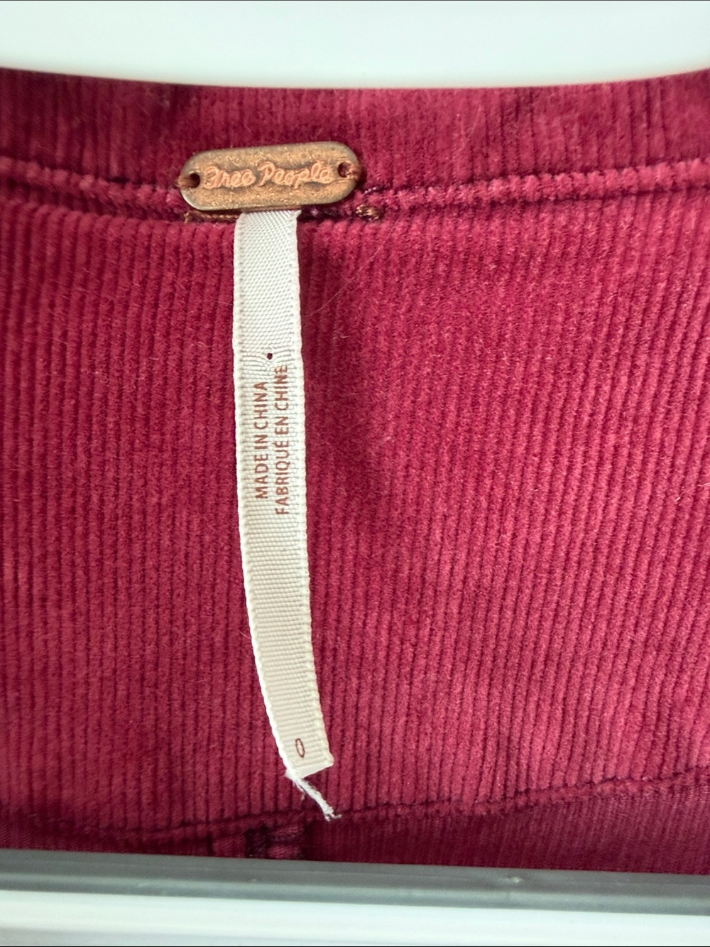 Free People Corduroy Zip-Front Jumpsuit in Burgundy - Picture 6 of 13